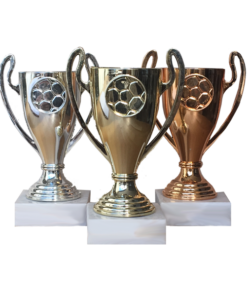 pokal i guld, silver och brons